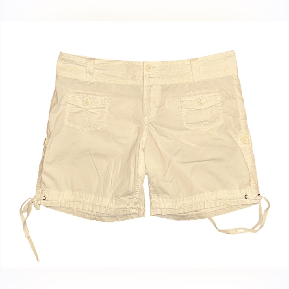 Vintage Candie’s Women’s White Cargo Shorts Adjustable Drawstring Hem Size XL